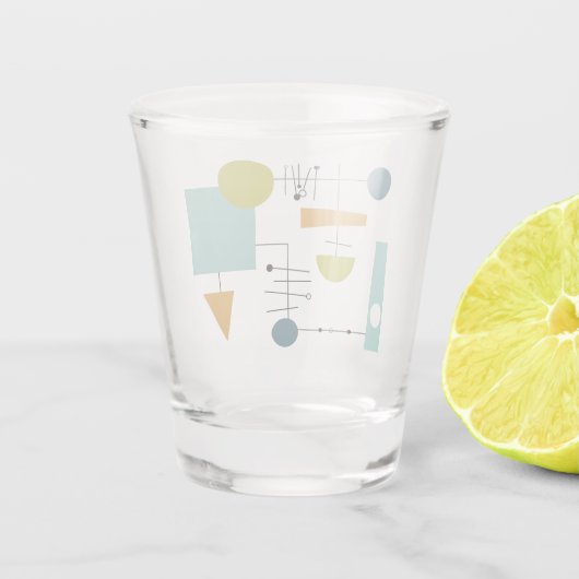 Funky Geometric Flowchart Throwback Mid Century Shot Glas (Achterkant)