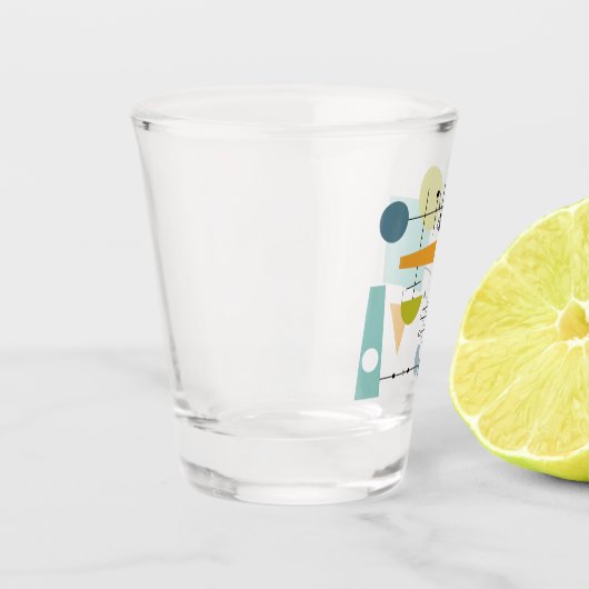 Funky Geometric Flowchart Throwback Mid Century Shot Glas (Links)