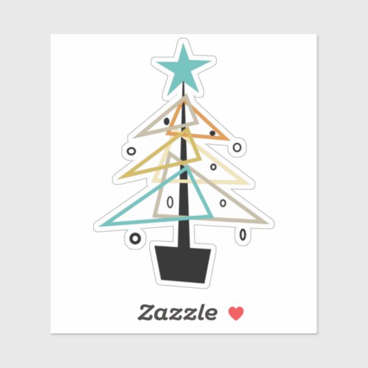 Funky Geometric Mid Century Retro Kerstboom Sticker (Vel)
