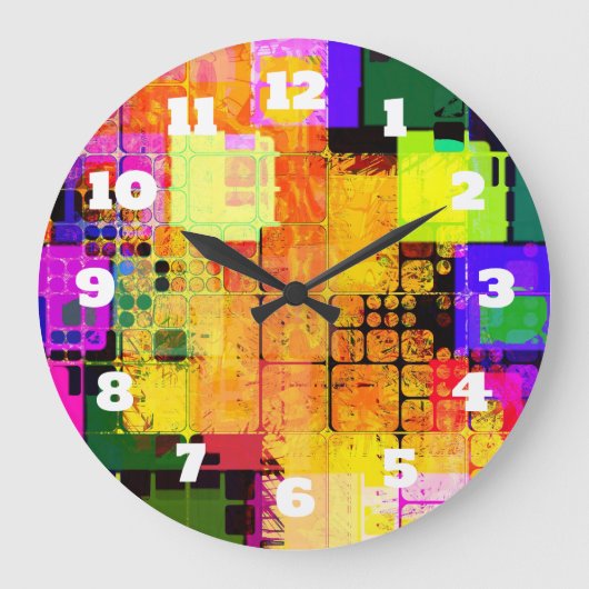 Funky Geometric Multicolored Design Grote Klok (Voorkant)