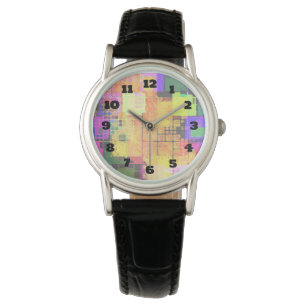 Funky Geometric Multicolored Design Horloge