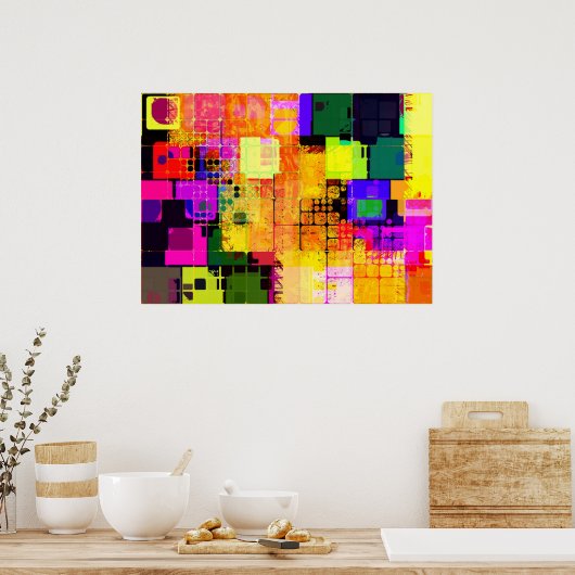 Funky Geometric Multicolored Design Poster (Keuken)