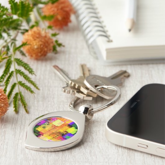 Funky Geometric Multicolored Design Sleutelhanger (Zijkant)