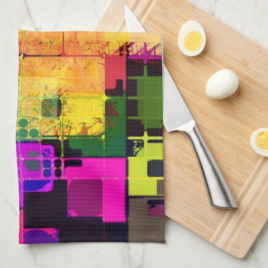 Funky Geometric Multicolored Design Theedoek (Quarter Fold)