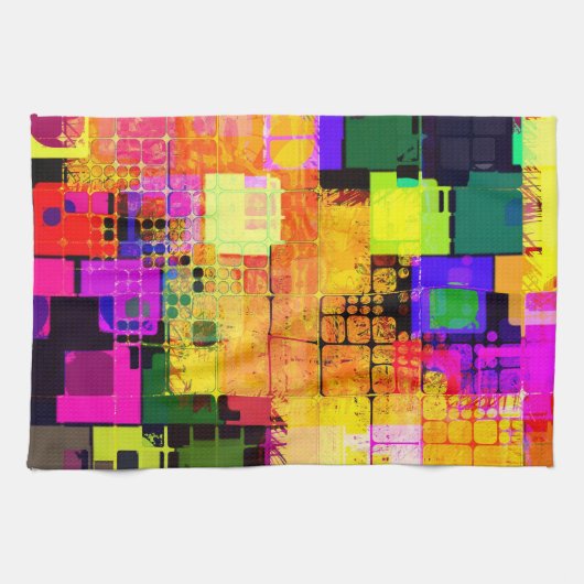 Funky Geometric Multicolored Design Theedoek (Horizontaal)