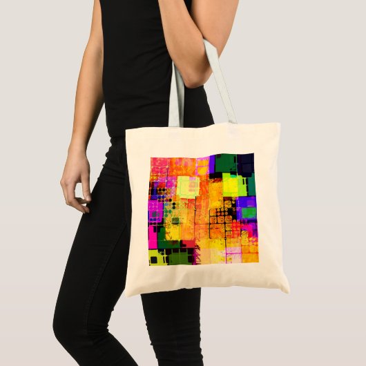 Funky Geometric Multicolored Design Tote Bag (Voorkant (product))