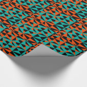 Funky Geometric Oranje Black Blauwgroen Bold Patte Cadeaupapier (Hoek)