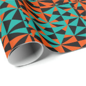 Funky Geometric Oranje Black Blauwgroen Bold Patte Cadeaupapier (Rol Hoek)