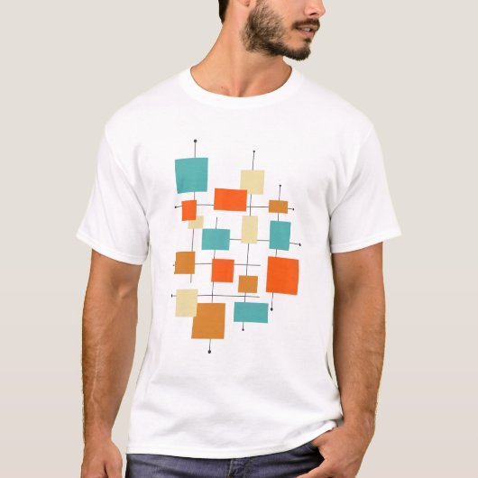 Funky Geometric Squares mid-century Retro T-shirt (Voorkant)