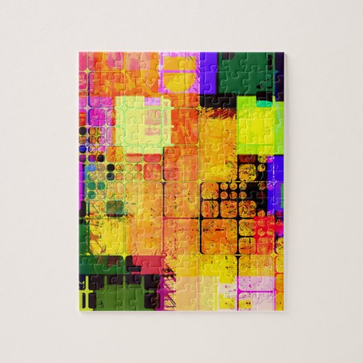 Funky geometrisch meerkleurig ontwerp legpuzzel (Verticaal)