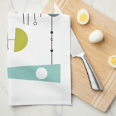 Funky geometrisch stroomschema Mid Century Retro Theedoek (Quarter Fold)