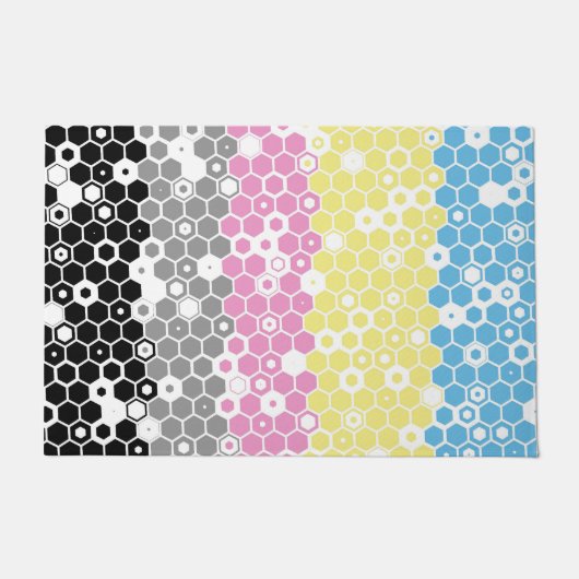 Funky Geometrische Mod Abstracte Polygender Pride Deurmat (Voorkant)