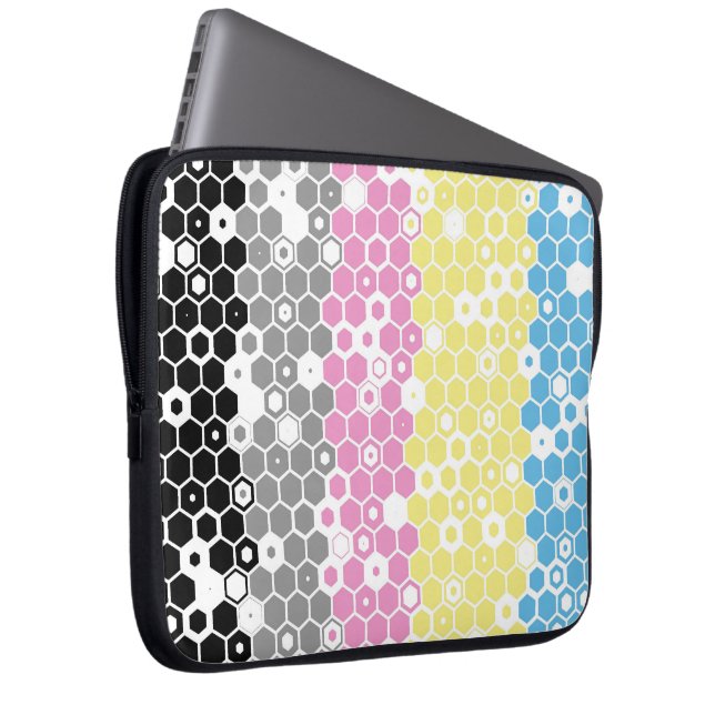 Funky Geometrische Mod Abstracte Polygender Pride  Laptop Sleeve (Voorkant Rechts)