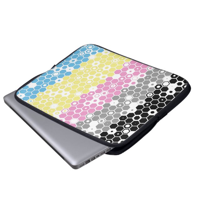 Funky Geometrische Mod Abstracte Polygender Pride  Laptop Sleeve (Voorkant onderkant)