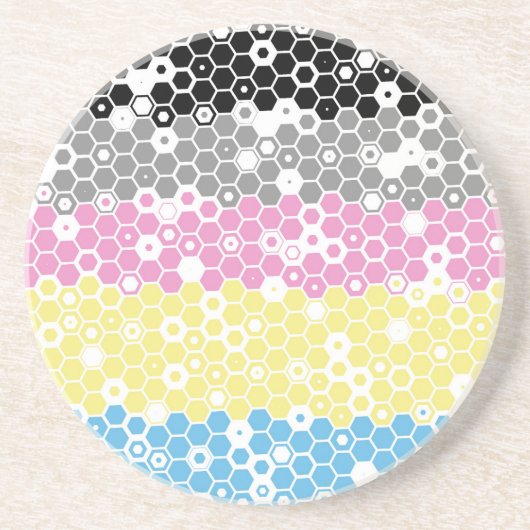 Funky Geometrische Mod Abstracte Polygender Pride  Zandsteen Onderzetter (Voorkant)