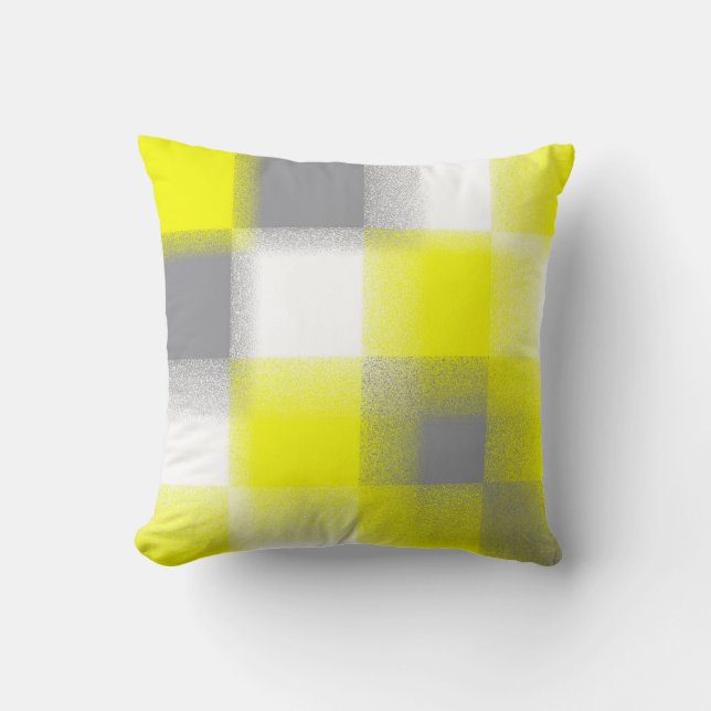 Funky Geometry Abstract Art Yellow Grey White Kussen (Voorkant)