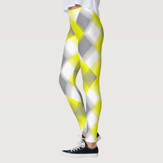 Funky Geometry Abstract Art Yellow Grey White Leggings (Links)
