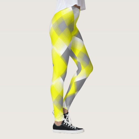 Funky Geometry Abstract Art Yellow Grey White Leggings (Rechts)