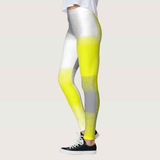 Funky Geometry Abstract Art Yellow Grey White Leggings (Links)