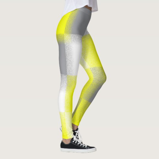 Funky Geometry Abstract Art Yellow Grey White Leggings (Rechts)