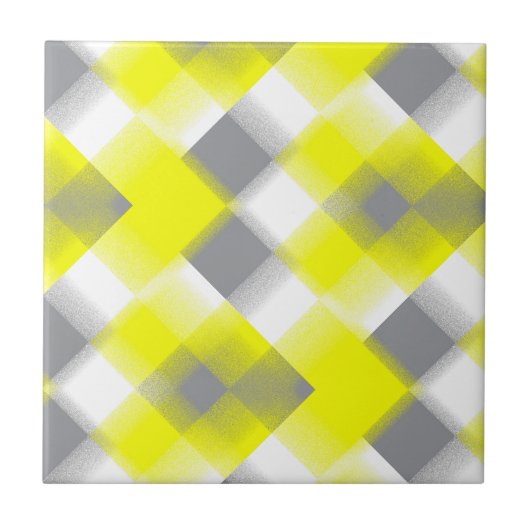 Funky Geometry Abstract Art Yellow Grey White Tegeltje (Voorkant)
