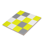 Funky Geometry Abstract Art Yellow Grey White Tegeltje (Zijkant)