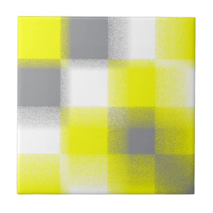 Funky Geometry Abstract Art Yellow Grey White Tegeltje