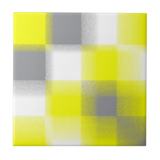 Funky Geometry Abstract Art Yellow Grey White Tegeltje (Voorkant)