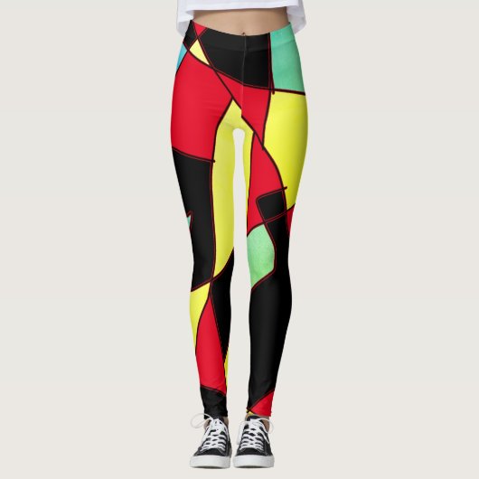 Funky Geometry Abstracte Art Sport Leggings (Voorkant)