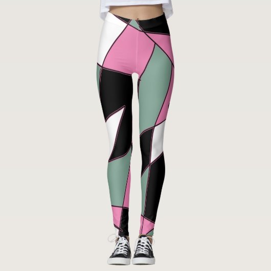 Funky Geometry Abstracte Art Sport Leggings (Voorkant)