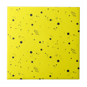 Funky Geometry Abstracte Art Stippen Yellow Black Tegeltje