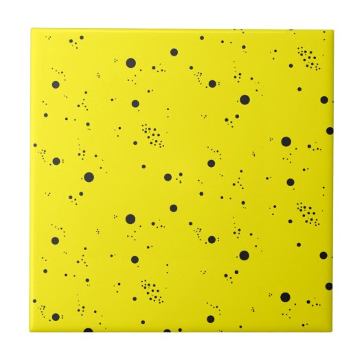 Funky Geometry Abstracte Art Stippen Yellow Black Tegeltje (Voorkant)