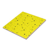 Funky Geometry Abstracte Art Stippen Yellow Black Tegeltje (Zijkant)