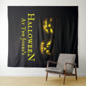 Funky gepersonaliseerde gele zwarte Halloween pomp Wandkleed (In Situ (horizontaal))