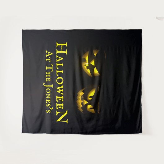 Funky gepersonaliseerde gele zwarte Halloween pomp Wandkleed (Voorkant (horizontaal))