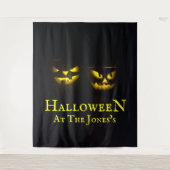 Funky gepersonaliseerde gele zwarte Halloween pomp Wandkleed (Voorkant)