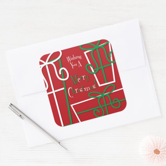 Funky geschenkdoos vierkante sticker (Envelop)