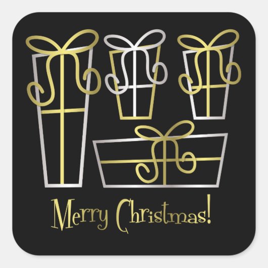 Funky geschenkdoos vierkante sticker (Voorkant)