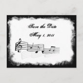 Funky gescheurde papieren muziek Bewaar de datum Aankondigingskaart (Voorkant)
