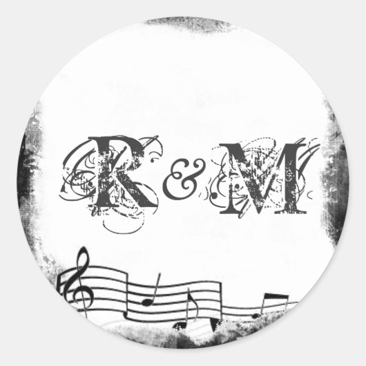 Funky gescheurde papieren muziekafdichtingen ronde sticker (Voorkant)