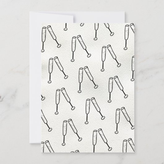 Funky getekend gejuich champagne verlovingsfeest kaart (Achterkant)