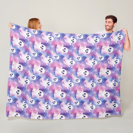 Funky Ghosts Kleurrijke Halloween Fleece Deken (In situ)