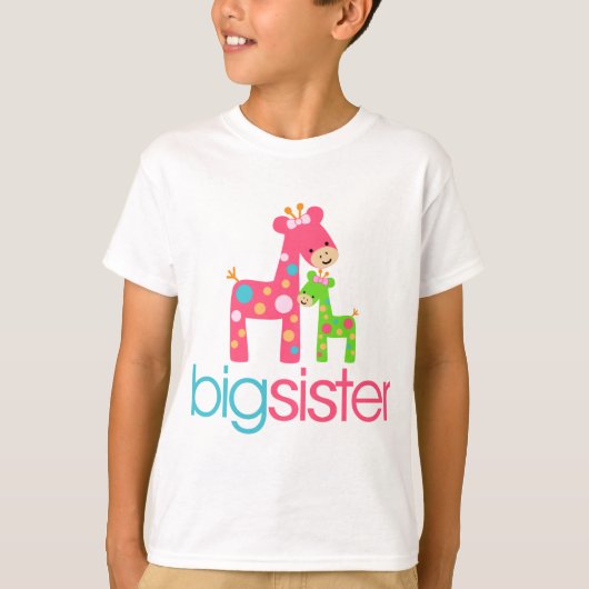 Funky Giraffe Big Sister Tshirt (Voorkant)
