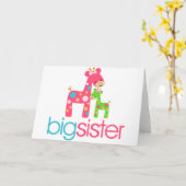 Funky Giraffe Big Sister Tshirt Kaart (Gele Bloem)