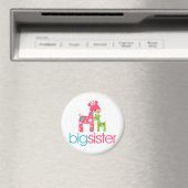 Funky Giraffe Big Sister Tshirt Magneet (Insitu (Vaatwasser))