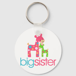 Funky Giraffe Big Sister Tshirt Sleutelhanger
