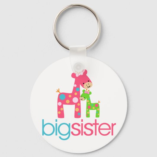 Funky Giraffe Big Sister Tshirt Sleutelhanger (Voorkant)