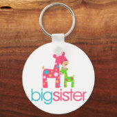 Funky Giraffe Big Sister Tshirt Sleutelhanger (Voorkant)