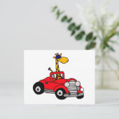 Funky Giraffe Driving Red Convertible Briefkaart (Staand voorkant)