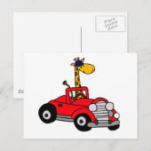 Funky Giraffe Driving Red Convertible Briefkaart (Voorkant / Achterkant)